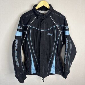 FXR Women’s Sugar Jacket Black Blue Snowmobile Shell LG 12 Reflective Trim Wear
